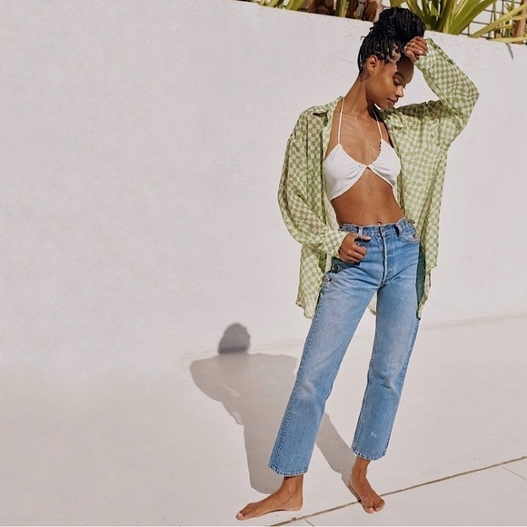 NWT RESA Monica Sheer Chiffon Blouse Long Sleeve Button Down Shirt Hendrix M/L - Picture 4 of 15